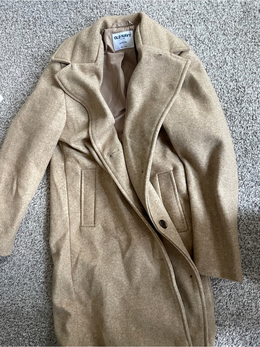 Old Navy Women's Tan Wool-Blend Pea Coat